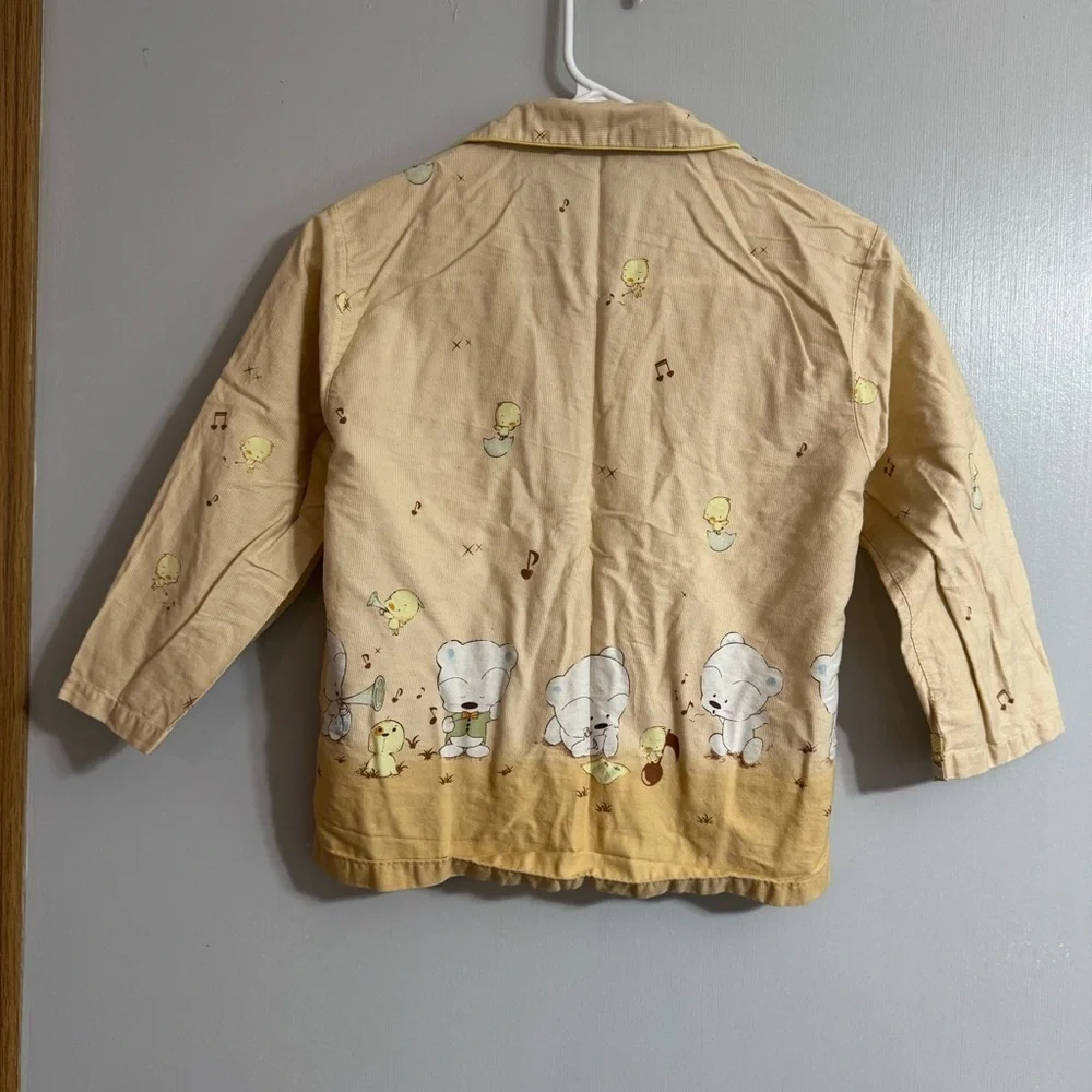 BaBu Cartoon Pajama Set in Beige and Yellow Size 9